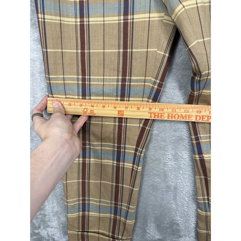 Pearly Gates Pants Mens 30x30 Plaid Tapered Golf Wool Old School Pleated Classic